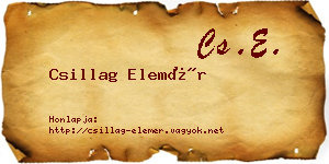 Csillag Elemér névjegykártya